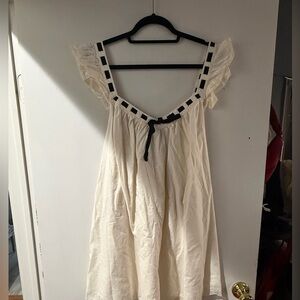 Aerie Cream Top with Black Ribbon Accents NWT